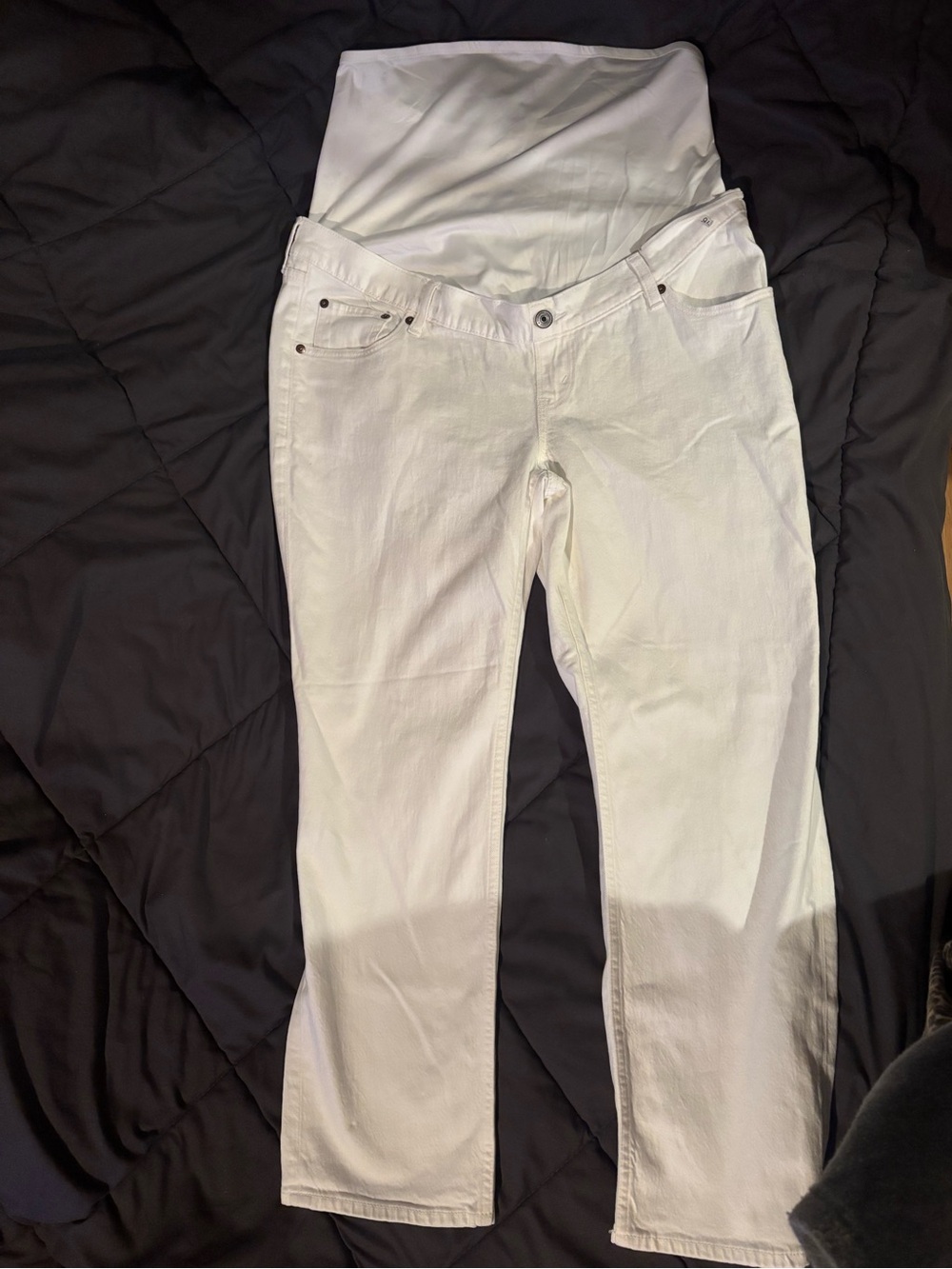 Abercrombie & Fitch White Maternity Jeans with Fold-Over Panel
